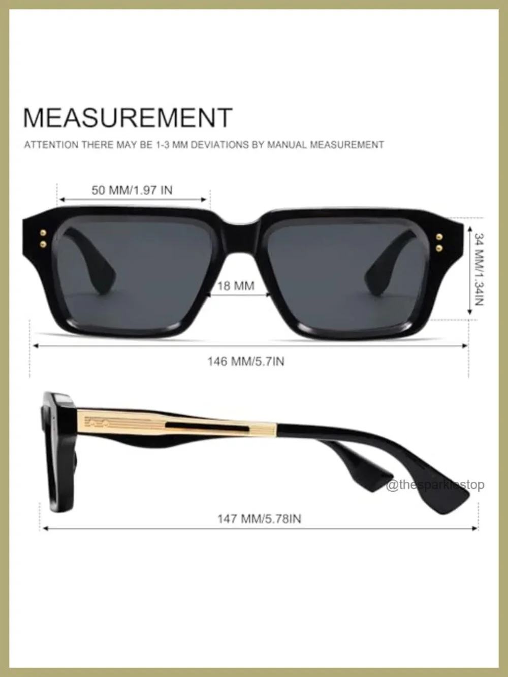 Square Frame Sunglasses with UV400 Protection, 2 Pack